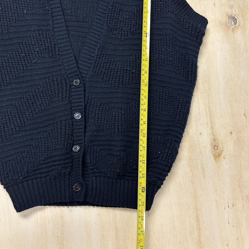 Vintage Sweater Vest Womens Medium Navy V Neck Tight-Knit Button Top - Picture 4 of 6